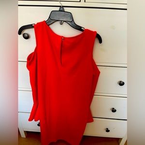 Comfortable maternity knee length Red dress